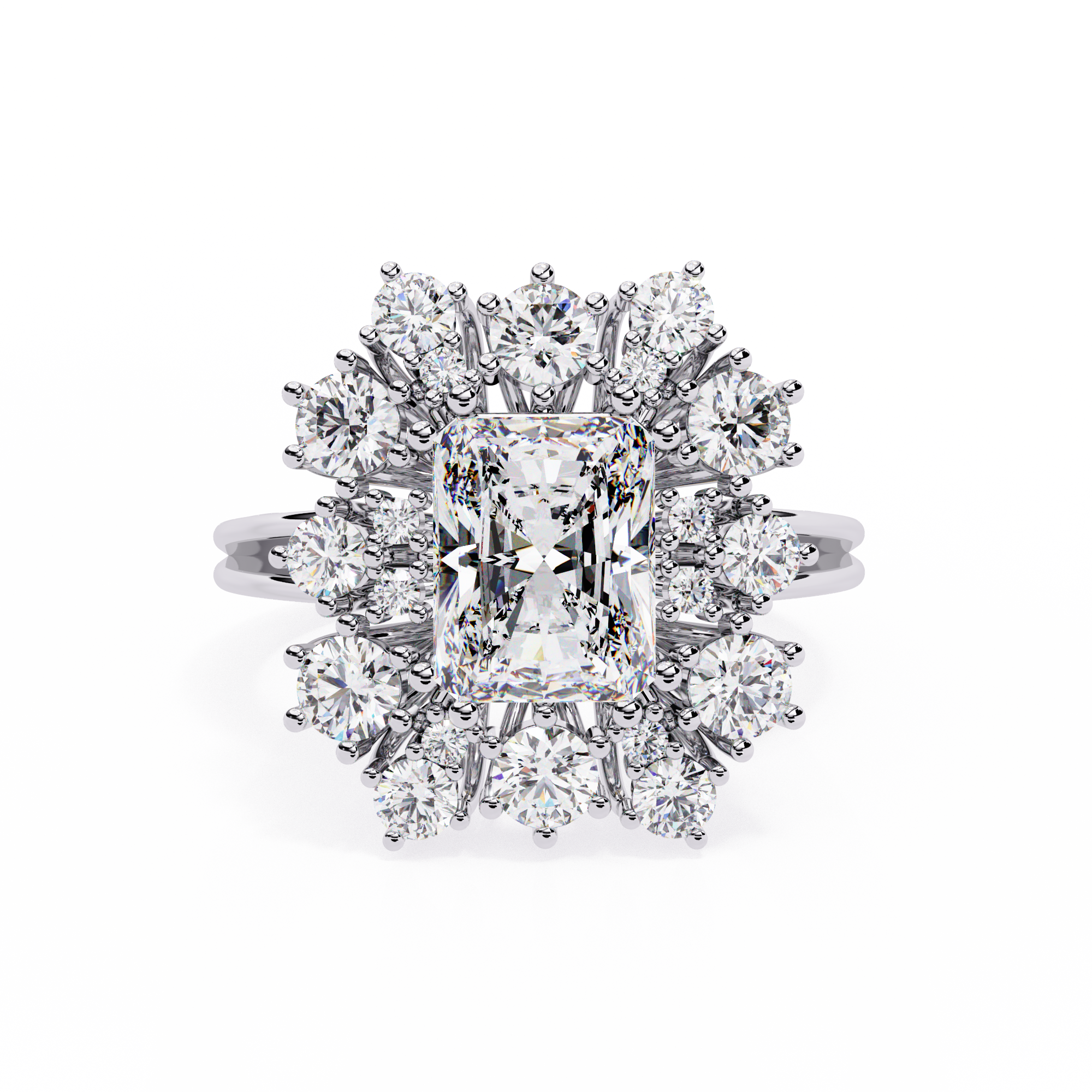 Solitairekart - 4.46 Ct Lab Grown Diamond Halo Ring in 14K Yellow Gold